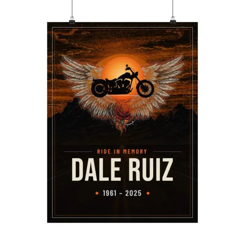 Memorial Print - Printify product photo, personalized ride in memory design
